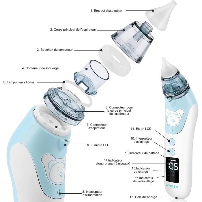 WALFRONT Nettoyeur USB de nez électrique pour aspirateur nasal