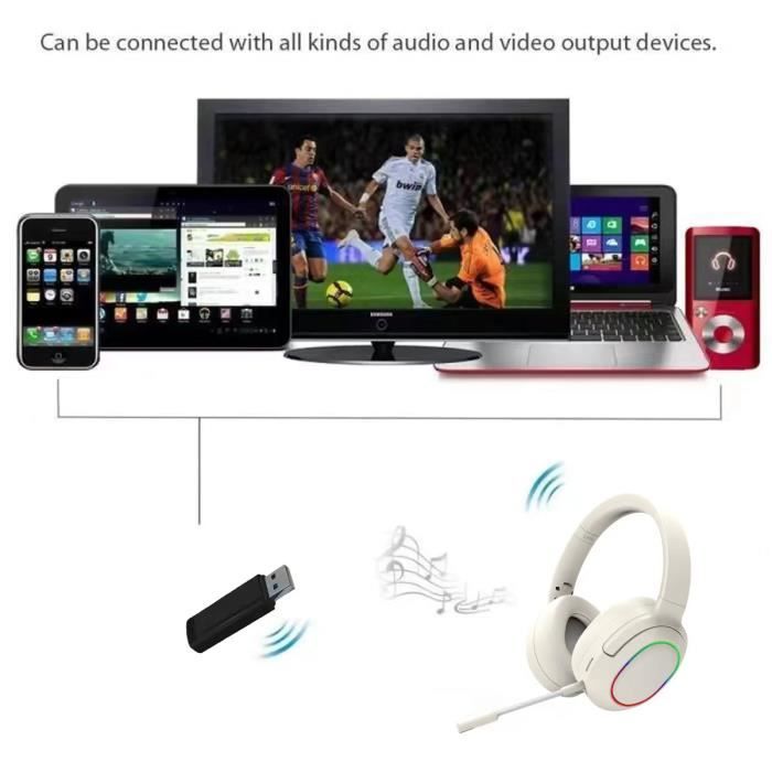 Casque De télévision Sans fil 2.4G Bluetooth, écouteurs HiFi