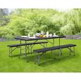 Casaria® Ensemble table et 2 bancs pliant cadre métal 180 cm 8 personnes effet polyrotin intérieur extérieur terrasse-3