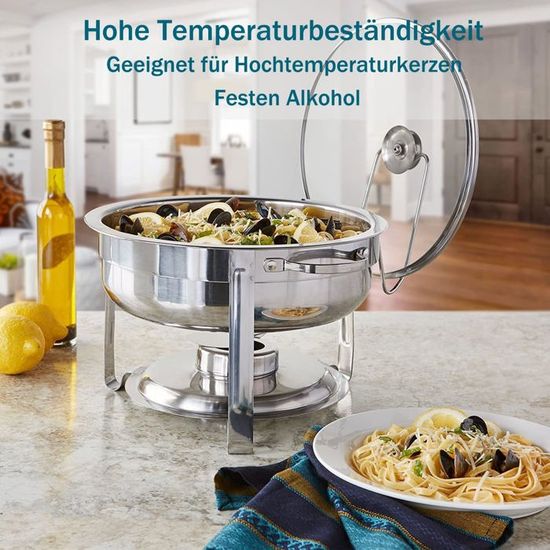Lot De 8 Récipients à Pâte Combustible Inox Avec Couvercle - Chauffe-Plats Pour Fondue Et Buffet