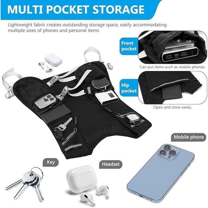 Gilet D’hydratation Feithmonic – 2L TPU, 6 Poches, Ultra-léger 150g, Maille Respirante, Réglable, Pour Running, Trail, Vélo