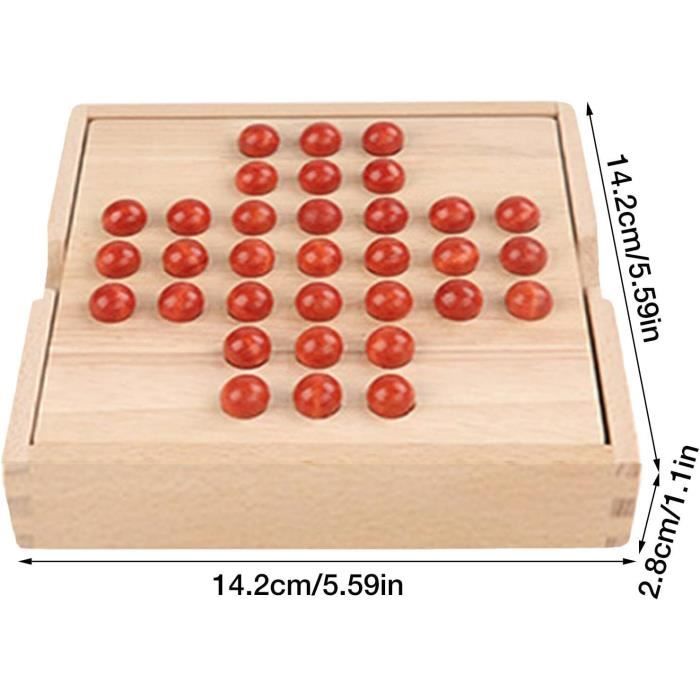 OOKWE Wooden Solitaire Board Game, Europe Board Game Unique Funny Single  Chess 