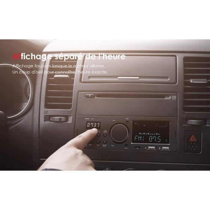 IeGeek Autoradio Bluetooth Main Libre, Double Affichage LCD avec Horloge,  Supporte FM-AM-RDS Stéréo Radio de Voiture (30 Station15 - Cdiscount Auto