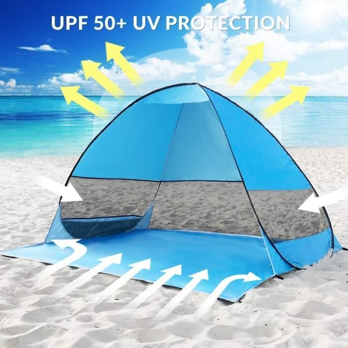 C Tente De Plage Pop Up 130x130x100cm Protection Solaire Tente Plage