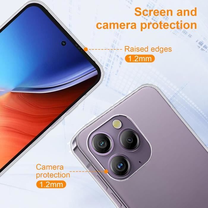 HHUAN Coque Pour Blackview A100 (6.67") + 2 Pièces Verre Trempé