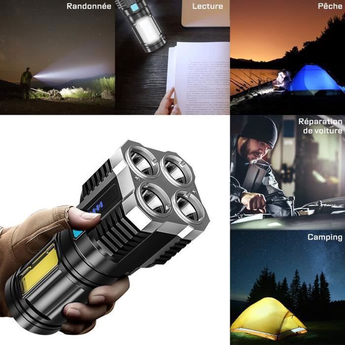 Lampe Torche LED REHKITTZ 2000 Lumens - USB Rechargeable, Zoomable, Avec Aimant
