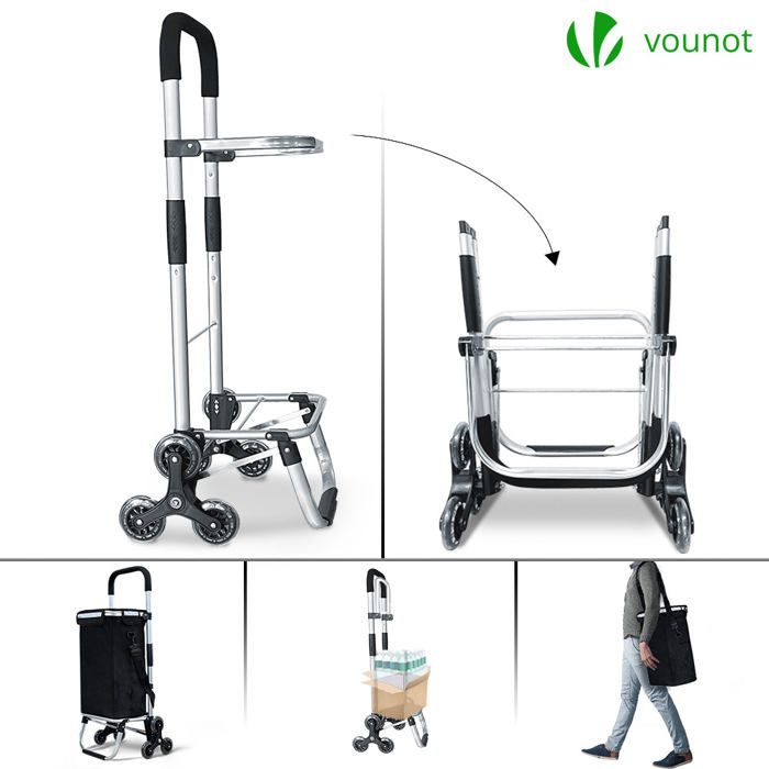 Wnota Chariots De Courses Caddie Caddie Chariot Pliable 55 L Capacité En Alliage D'aluminium Cadre Étanche Tissu Oxford Caddie