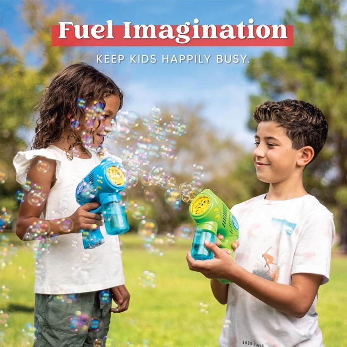 2 Pistolets à Bulles Dinosaures avec 2 Solutions à Bulles pour Les Tout