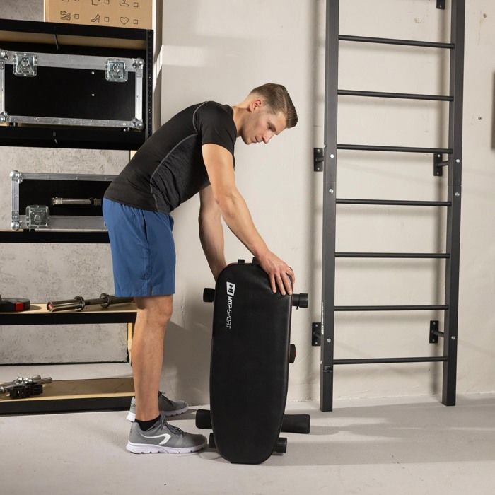 Hop-Sport Banc de Musculation Pliable Plat HS-1080 et Ensemble d'haltères, Disques de Poids en Plastique de 69 kg, Avec Support Barre Longue Réglable, Charge Max. 270 kg Hop-Sport Banc de Musculation Pliable Plat HS-1080 et Ensemble d'haltères, Disques de Poids en Plastique de 69 kg, Avec Support Barre Longue Réglable, Charge Max. 270 kg