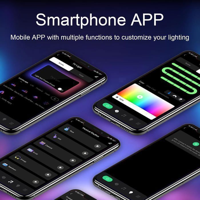 Ruban LED TV , SMD 5050 RGB Bandes Lumineuses USB Avec Télécommande App Rétroéclairage TV Multicouleur Pour 40-60in TV, Pour Maison Chambre à Coucher Décoration [Classe énergétique A