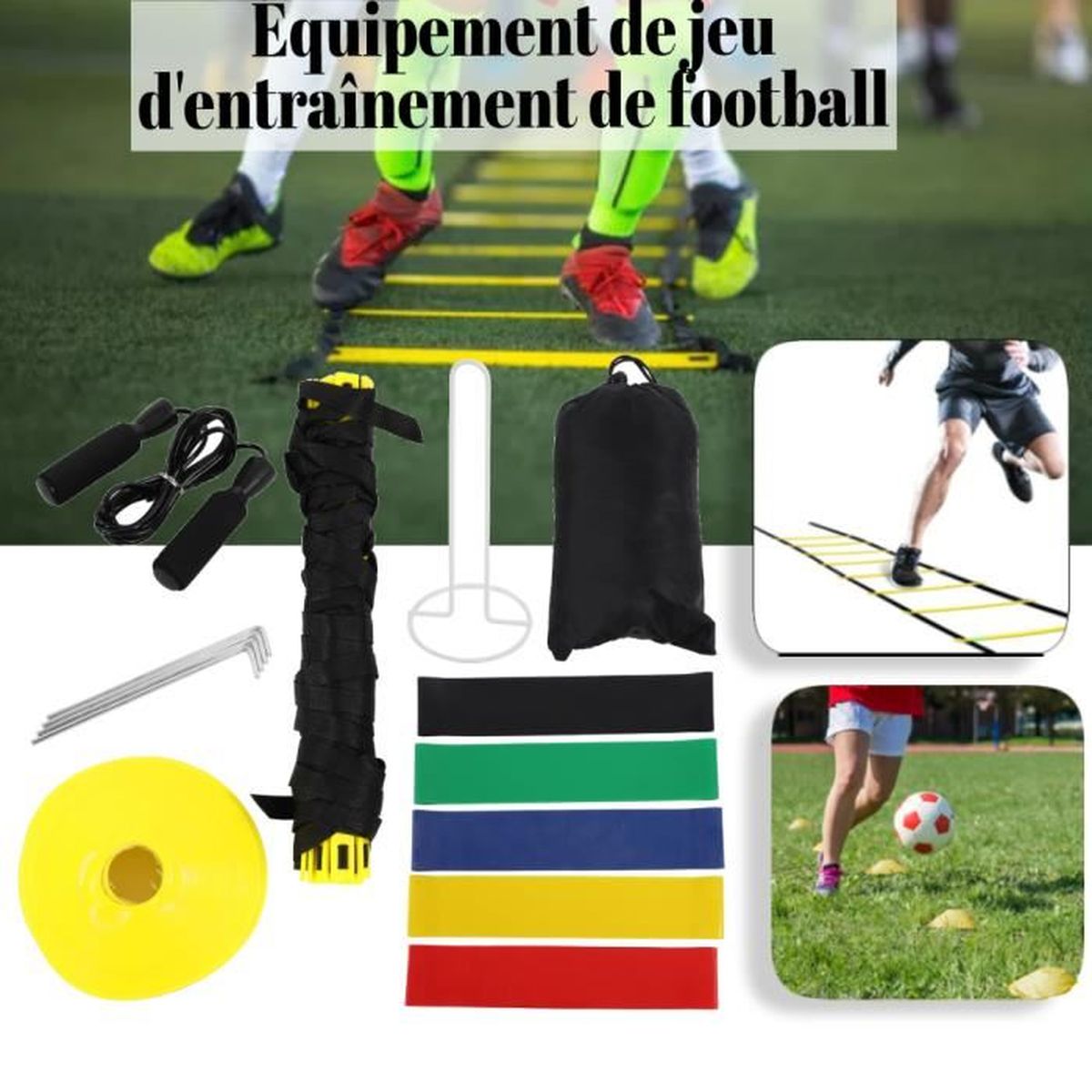 Entraîneur De Football Solo Vulevirtue - Ceinture Élastique + 10 Cônes | Améliore Tir, Contrôle Et Jonglage
