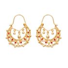 BIJOUXIA Boucles D'oreilles Créoles Savoyarde Cz Rubis Plaqué Or 18 carats