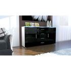 BOURJOIS Buffet bas - Blanc et noir - Façade laquée - Cors mat - 2 portes - 4 tiroirs