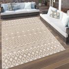 Paco Home Tapis Exterieur Terrasse Salon Cuisine Scandinave Motif Boho 3D Pelucheux Beige 200x290 cm