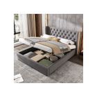 SWEIKO Lit coffre Lit double Lit 140x190 avec espace de rangement Lit adulte Gris