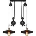WOTTES UNI Suspension Lustre en Poulie 2 Tête Plafonnier Luminaire Noir pour Cuisine Salon Chambre Café Bar