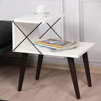 Table d'appoint Bergen avec étagère panneau de particules hêtre 50 x 40 x 55 cm blanc bois foncé