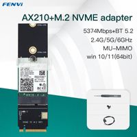 M.2 m clé ax210 - Adaptateur WiFi 6E AX210 5374 Ghz-5Ghz-6Ghz, 2.4 Mbps, pour Bluetooth 5.2 à clé M NVMe SSD,