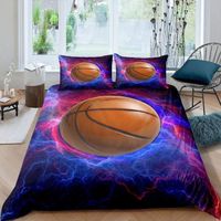 Housse de Couette 140x200 cm Adulte Ado Enfant, Basket-Ball en 3D, Parure de lit avec 2 taies d'oreiller [2171]