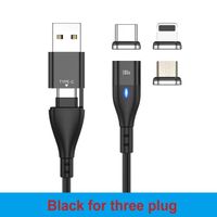 Câble téléphone,câble magnétique PD 100W USB C pour recharge et transfert de données,cordon de chargeur - Black for three plug -1m