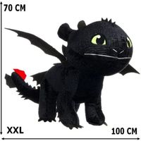 Peluche Krokmou 70-100 cm Dragon 3 noir - GUIZMAX - Mixte - Enfant - Dimensions 100 cm x 70 cm