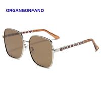 ORGANGONFAND Dames Grand Cadre Métal chaîne de personnalité lunettes de soleil polarisées protection solaire-Tranches de thé