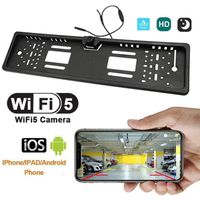 Caméra de recul WIFI 5G pour voiture 12V Vision nocturne Applicable à IOS-Android Support de plaque d'immatriculation européen