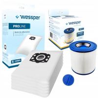 Wessper filtre + 5 pièces de sacs synthétiques pour l'aspirateur STANLEY SXVC20 SX20P SXVC30 Boris