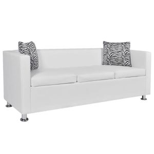 CANAPÉ FIXE Canapé de relaxation STAR - FR506812 - 3 places - Style classique - Cuir synthétique Blanc