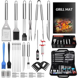 USTENSILE Coffret Kit Barbecue, Ustensiles pour Barbecue 33 Pièces Accessoire Barbecue en Acier Inoxydable, Camping Barbecue Ensemble Cad A46