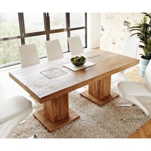 Table à Manger Tableaux Résine Époxy Solide Design Meuble 200x100 Véritable  Bois