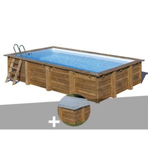PISCINE Kit piscine bois Gré Mango 6,18 x 3,20 x 1,33 m + Bâche hiver
