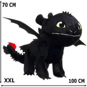 PELUCHE Peluche Krokmou 70-100 cm Dragon 3 noir - GUIZMAX 