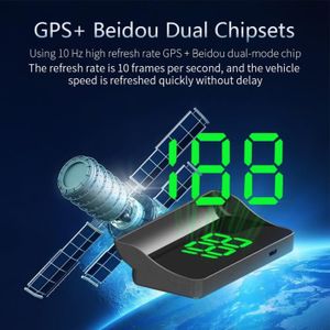 Compteur De Vitesse Solaire HUD Pour Voiture - Affichage Tête Haute GPS, Détection Lumière Intelligente, 11,5 X 4,5 Cm, Noir