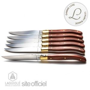Laguiole table coffret 6 couteaux en bois d'olivier - Les Laguioles de Table  - ARTS DE LA TABLE - 3Thiers, ma web coutellerie