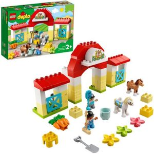 ASSEMBLAGE CONSTRUCTION LEGO® 10951 DUPLO® Town L’écurie et Soins de Poneys Jouet avec Figurines pour Enfant de 2 Ans et +