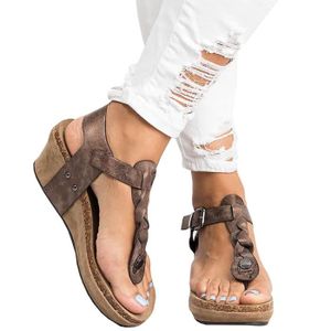 Mesdames talon compensé pour femme strass brillant Dressy partie toepost sandales taille S102