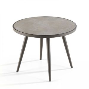 TABLE BASSE JARDIN  Table basse ronde OVIALA - Effet béton - 45 x 35 c