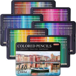 CRAYON DE COULEUR 180 Crayons de Couleur Professionnels, Shuttle Art Set de Crayons de Couleurs avec 4 Taille-Crayon, Couleurs Numérotées et Bois 25