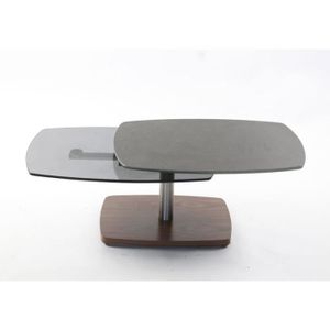 TABLE BASSE Table basse articulée Noyer/Acier/Verre/Ardoise - 
