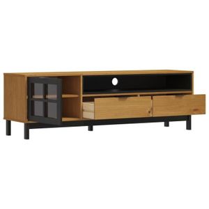 MEUBLE TV LesSaisons Meuble TV avec porte vitrée FLAM 158x40