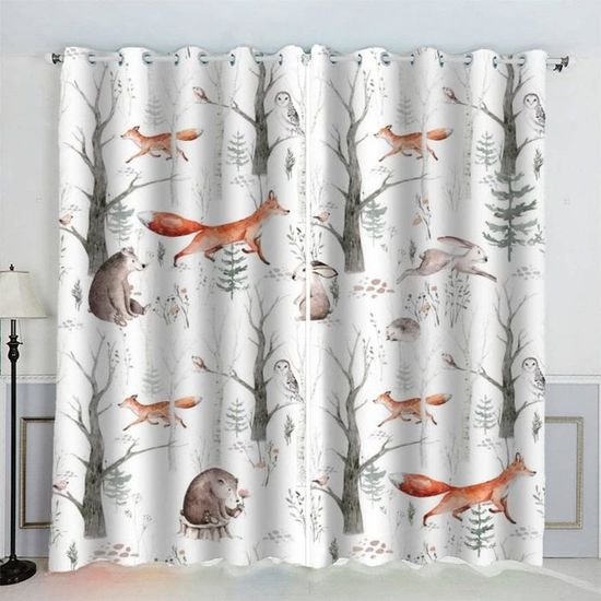 60x120cm-Rideaux 3D Animaux De La Forêt Rideaux Occultants Chambre