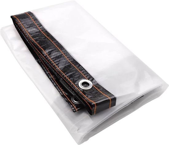 Bâche Transparente Imperméable 1.8x2m Avec Oeillets - Protection Jardin Terrasse Balcon Pergola