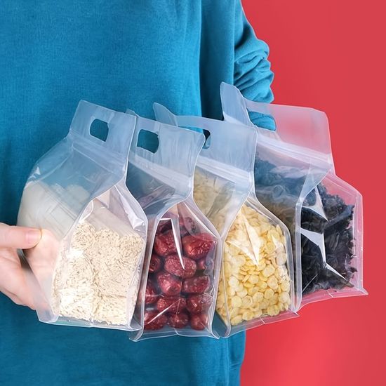 Sac De Stockage Alimentaire Réutilisable En Silicone Avec Fermeture Hermétique Et étanche - Passe Au Lave-vaisselle - Sacs Debout à Fond Plat Réutilisables - Passe Au Micro-ondes