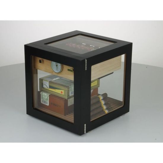 Humidor De Puros ADRIAN MAGNUS Con Higrómetro Hecho A Mano, Ultra-Premium, Cedro, Capacidad Para 50-75 Cigarros, Excelsium 50 (Negro