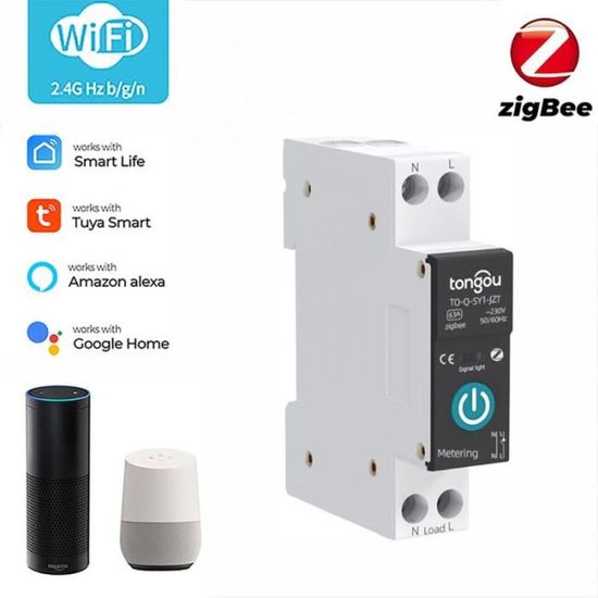 Zigbee avec mesure-40A-16A Tuya Wifi Smart Switch Sans Fil Circuit de ...