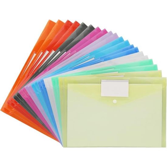 FOSHISY Lot De 12 Dossiers De Présentation En Plastique Pour Projets A4 Avec Couverture Transparente Et 2 Broches