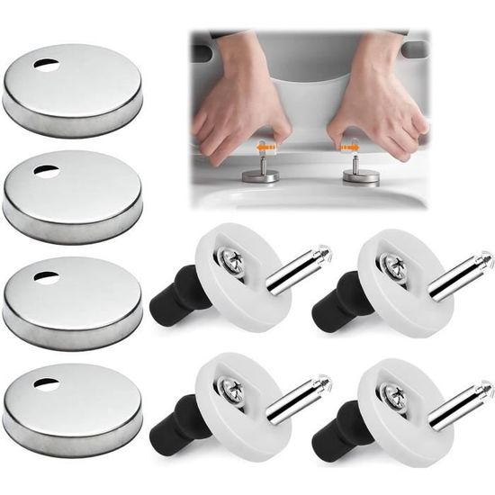 Kit 4 Boulons Pour Abattant WC – Fixations En Acier Inoxydable, Déverrouillage Rapide, Remplacement Robuste