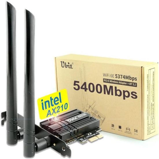 Carte WiFi 6E PCIe Pour PC - Triple Bande 4200 Mbps, Bluetooth 5.2, Compatible Windows 10/11 - 6