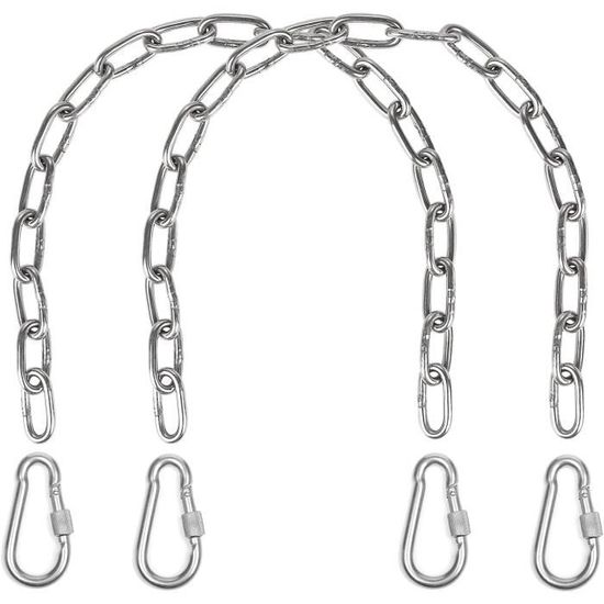 Sac De Frappe Sur Pied Kit Suspension Lourde BSWAN - 2 Chaînes 4 Mousquetons Pour Hamac, Balançoire Ou Sac De Frappe Chaîne Réglable 74cm Sac De Frappe Sur Pied Kit Suspension Lourde BSWAN - 2 Chaînes 4 Mousquetons Pour Hamac, Balançoire Ou Sac De Frappe Chaîne Réglable 74cm